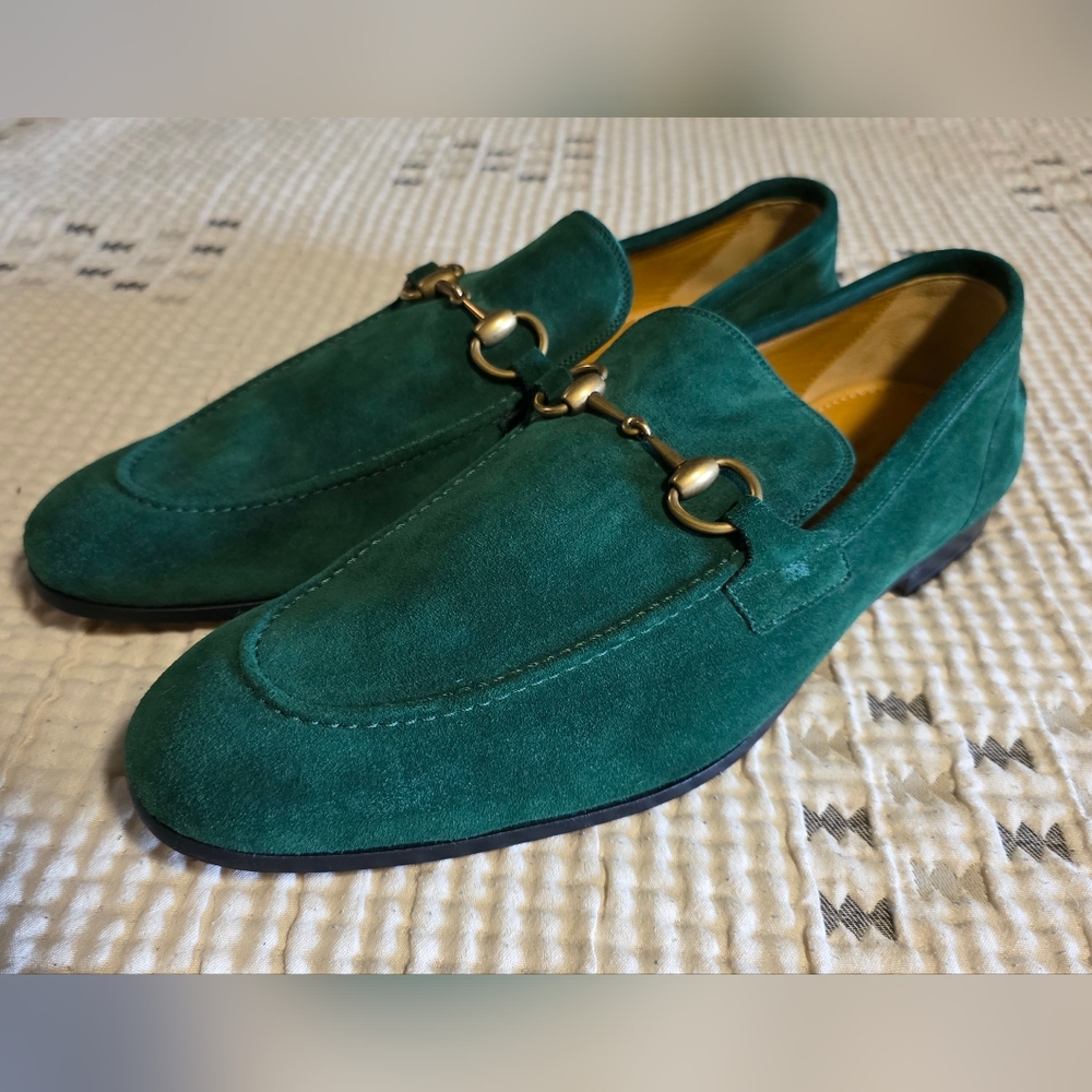 Gucci Emerald Green Suede Loafers
